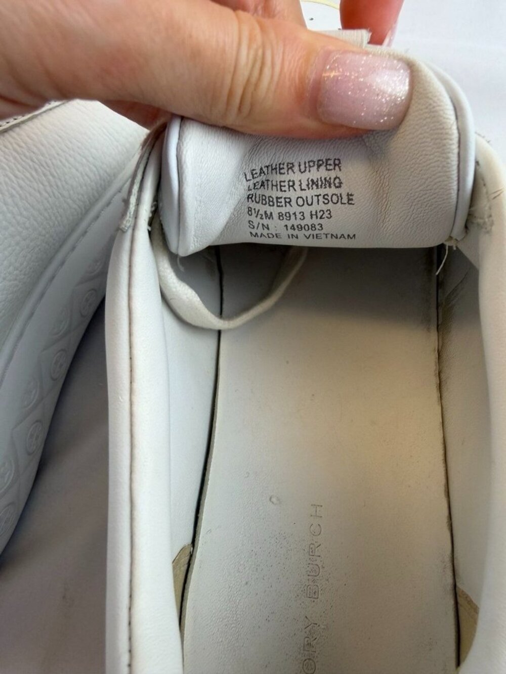 Tory Burch Ladybug Sneaker Size 8.5M White/Berry 149083 Excellent Condition - Picture 10 of 11
